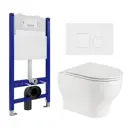 Комплект инсталляции 3 в 1: инсталляция Enio Tecnico унитаз подвесной WeltWasser Erlenbach кнопка белая матовая