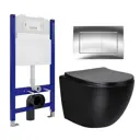Комплект инсталляции 3 в 1: инсталляция Enio Tecnico унитаз подвесной Vincea Globo MB черный кнопка хром
