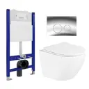 Комплект 3 в 1 инсталляция Enio Tecnico 50 + Унитаз подвесной BelBagno Uno + кнопка хром7
