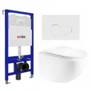 Комплект 3 в 1 инсталляция Enio Tecnico 52 EN8050052 унитаз подвесной Unico EN3103895 кнопка белая окантовка хром