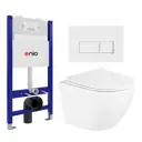 Комплект инсталляция с унитазом 3 в 1 инсталляция Enio Tecnico 50 унитаз подвесной BelBagno Uno кнопка белая, окантовка хром Rettangolo