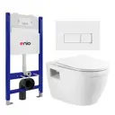 Комплект инсталляция с унитазом 3 в 1 инсталляция Enio Tecnico 50 унитаз подвесной BelBagno Loto кнопка белая, окантовка хром Rettangolo