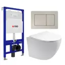 Комплект инсталляция с унитазом 3 в 1 инсталляция Enio Tecnico 52 унитаз подвесной Акватек Европа кнопка матовая нержавеющая сталь Quadro