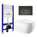 Комплект инсталляция с унитазом 3 в 1 инсталляция Enio Tecnico 50 унитаз подвесной Vincea Evo кнопка черная матовая, окантовка хром Rotondo