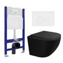 Комплект инсталляция с унитазом 3 в 1 инсталляция Enio Tecnico 50 унитаз подвесной SinteSi EVI кнопка белая матовая Rotondo