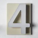 Адресная табличка на дом PINЛайт цифра "4" бежевая подложка c объемной холодной подсветкой