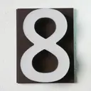 Адресная табличка на дом PINЛайт цифра "8" коричневая подложка c объемной теплой подсветкой