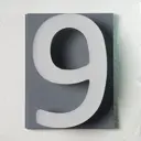 Адресная табличка на дом PINЛайт цифра "9" серая подложка c объемной теплой подсветкой