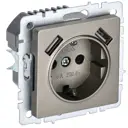 Розетка USB встраиваемая Iek Brite BR-R14-16-U21-D21-K37 с заземлением цвет шампань