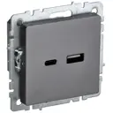 Розетка USB встраиваемая Iek Brite BR-U22-018-K46 цвет сталь