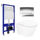 Комплект инсталляция с унитазом 3 в 1 инсталляция Enio Tecnico 52 унитаз BelBagno Tre BB8001CHR/SC кнопка хром Cubo