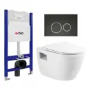 Комплект инсталляция с унитазом 3 в 1 инсталляция Enio Tecnico 50 унитаз BelBagno Loto BB070CHR/SC кнопка черная матовая, окантовка хром Rotondo