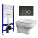 Комплект инсталляция с унитазом 3 в 1 инсталляция Enio Tecnico 50 унитаз Cersanit City кнопка черная матовая, окантовка хром Rotondo