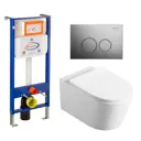 Комплект инсталляция с унитазом 3 в 1 инсталляция Enio Aquanika унитаз Vincea Cute VT1-24 кнопка хром круглая