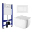 Комплект инсталляция с унитазом 3 в 1 инсталляция Enio Tecnico 50 унитаз Vincea Form VT1-35 кнопка белая матовая Quadro