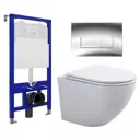 Комплект инсталляция с унитазом 3 в 1 инсталляция Enio Tecnico 52 унитаз SinteSi EVI кнопка хром Rettangolo