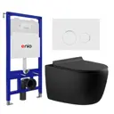 Комплект инсталляция с унитазом 3 в 1 инсталляция Enio Tecnico 52 унитаз Aquanet Cetus-BW 287008 кнопка белая, окантовка хром Rotondo