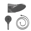 Комплект Vincea Inspire VSHD-3I5CGM,VSHN-3I1HGM: верхний душ с держателем, ручной душ с шлангом цвет вороненая сталь