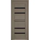 Комплект межкомнатной двери VFD Atum pro x28 остеклённая 200x80см Шпон цвет Brun oak (black gloss) с коробом и наличниками