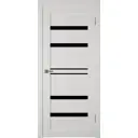 Комплект межкомнатной двери VFD Atum pro x26 остеклённая 200x80см Шпон цвет Молочный белый (черный глянец) с коробом и наличниками