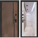 Дверь входная Лабиринт Кармина левый 205x88см цвет орех американский с патиной/сандал белый с зеркалом ФЛЗ-1