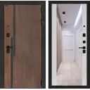 Дверь входная Лабиринт Кармина правый 205x88см цвет орех американский с патиной/сандал белый с зеркалом ФЛЗ-1