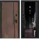 Дверь входная Лабиринт Кармина левый 205x88см цвет орех американский с патиной/черный кварц с зеркалом ФЛЗ-1