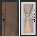 Дверь входная Лабиринт Кармина правый 205x96см цвет орех американский с патиной/сандал белый с зеркалом П18