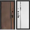 Дверь входная Лабиринт Кармина левый 205x88см цвет орех американский с патиной/белый софт с зеркалом П31