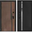Дверь входная Лабиринт Кармина левый 205x88см цвет орех американский с патиной/черный кварц с зеркалом П31