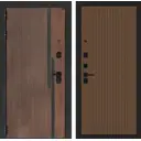 Дверь входная Лабиринт Кармина левый 205x96см цвет орех американский с патиной/дуб кантри темный с панелью П29