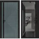 Дверь входная Лабиринт Кредор правый 205x96см цвет серо-зеленый с патиной/черный кварц с зеркалом Панорама