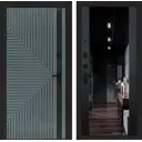 Дверь входная Лабиринт Кредор левый 205x96см цвет серо-зеленый с патиной/черный кварц с зеркалом ФЛЗ-1