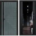 Дверь входная Лабиринт Кредор правый 205x96см цвет серо-зеленый с патиной/черный кварц с зеркалом ФЛЗ-1