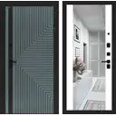 Дверь входная Лабиринт Кредор правый 205x88см цвет серо-зеленый с патиной/белый софт с зеркалом ФЛЗ-1