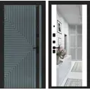 Дверь входная Лабиринт Кредор левый 205x96см цвет серо-зеленый с патиной/белый софт с зеркалом ФЛЗ-1