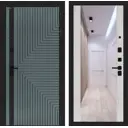 Дверь входная Лабиринт Кредор правый 205x88см цвет серо-зеленый с патиной/сандал белый с зеркалом ФЛЗ-1