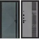 Дверь входная Лабиринт Кредор левый 205x96см цвет серо-зеленый с патиной/серый софт рельеф с зеркалом П32