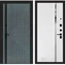 Дверь входная Лабиринт Кредор правый 205x88см цвет серо-зеленый с патиной/белый софт с зеркалом П31