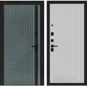 Дверь входная Лабиринт Кредор левый 205x96см цвет серо-зеленый с патиной/белый софт рельеф с панелью П29