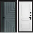 Дверь входная Лабиринт Кредор правый 205x96см цвет серо-зеленый с патиной/белый софт с панелью П03