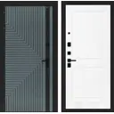 Дверь входная Лабиринт Кредор левый 205x96см цвет серо-зеленый с патиной/белый софт с панелью П11