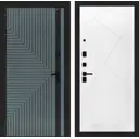 Дверь входная Лабиринт Кредор левый 205x96см цвет серо-зеленый с патиной/белый софт с панелью П24