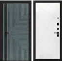 Дверь входная Лабиринт Кредор правый 205x96см цвет серо-зеленый с патиной/белый софт с панелью П24