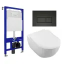 Комплект инсталяция с унитазом 3 в 1 инсталляция Enio Tecnico 52 унитаз Villeroy Subway 2.0 кнопка черная матовая Rettangolo