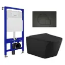 Комплект инсталяция с унитазом 3 в 1 инсталляция Enio Tecnico 52 унитаз Aquanet Tavr-W BW кнопка черная матовая Geometria