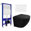 Комплект инсталяция с унитазом 3 в 1 инсталляция Enio Tecnico 52 унитаз SinteSi EVI кнопка белая матовая Rotondo