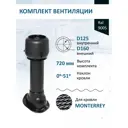 Комплект кровельной вентиляции Татполимер (Вентиляционный выход ⌀125/160мм c колпаком) металлочерепица Монтеррей RAL9005