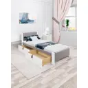 Кровать Solarius Мишка 90x80x210 см дерево с ортопедическим основанием цвет светло-серый/белый