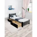 Кровать Solarius Мишка 100x80x200 см дерево с реечным основанием цвет темно-серый/черный оникс